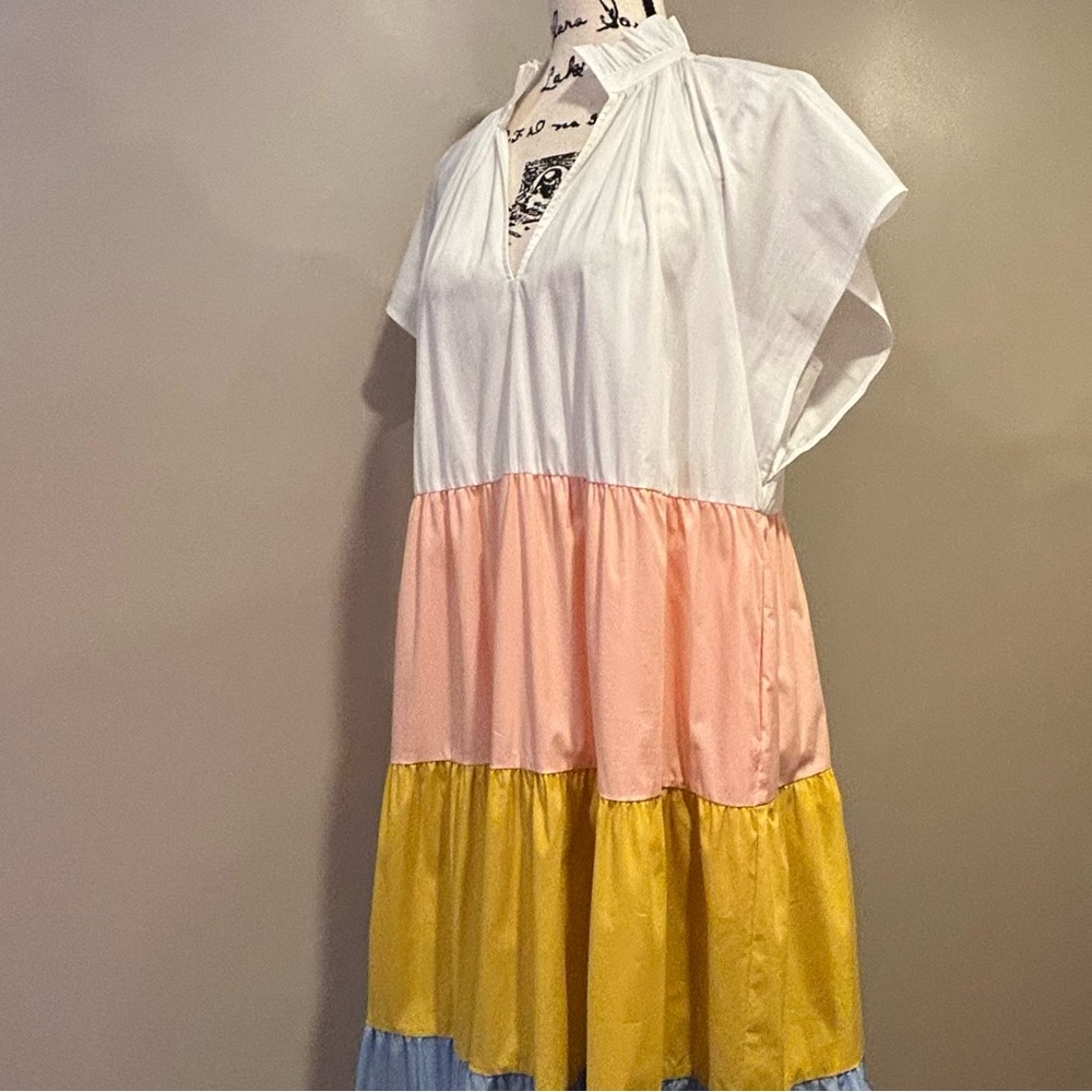 CROSBY by Mollie Burch Cap Sleeve Color Block Watts Midi Dress - Picture 7 of 9
